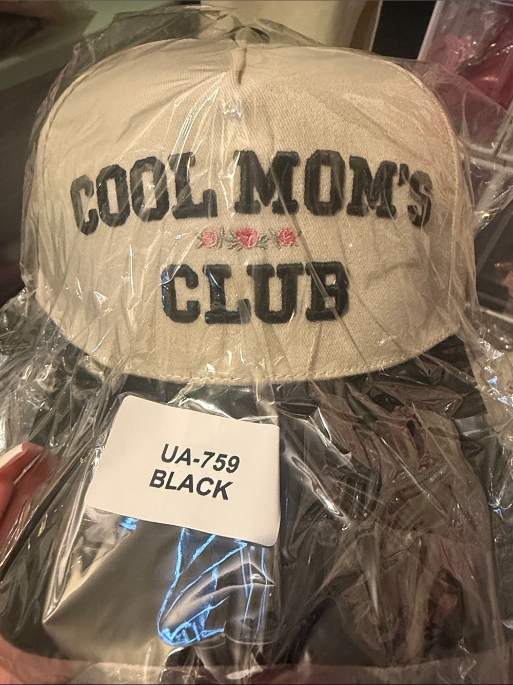 Zenana Cool Mom's Club women’s Hat- Black and Cream